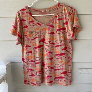FRESH PRODUCE V Neck Front Pocket Fish Tee